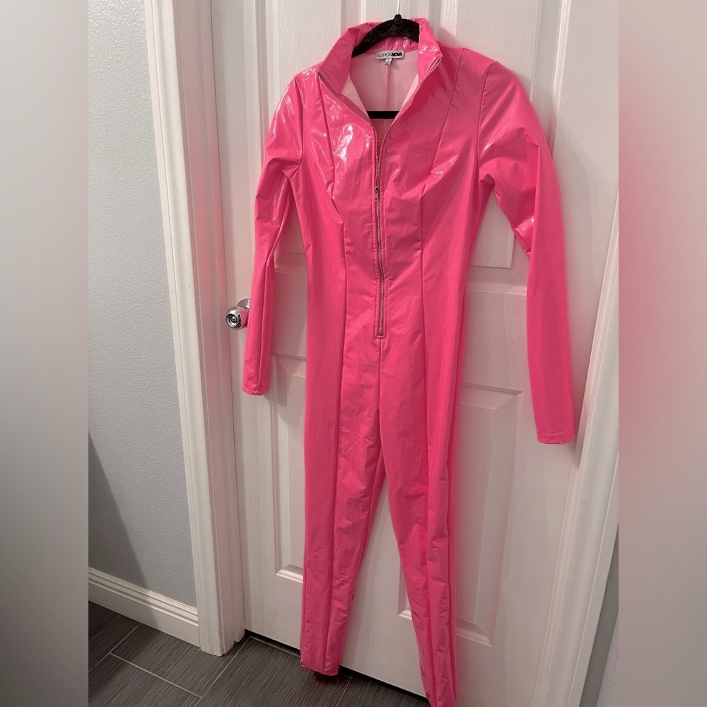 Lily Latex  Women’s Jumpsuit - Neon Pink